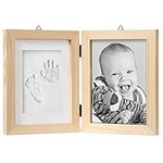 Chuckle - Baby Hand & Foot Clay Print Photo Frame Keepsake Kit - Gift for Mothers Day, New Mum and Parents and Newborn Baby Shower Party and Nursery Room Decoration - Pine