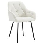 WOLTU Dining Chair Kitchen Chair Upholstered Living Room Chair with Backrest, Armrests, Metal Legs, Ergonomic Chair for Lounge, Office, Dressing Table Chair, Velvet, Cream