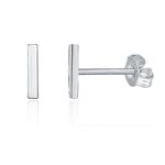 PAVOI 14K Gold Plated Mini Bar Stud Earrings - White