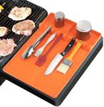 Silicone Griddle Tools Mat for Blackstone, Griddle Accessories for Blackstone, ddLUCK Silicone Grill Mats, Food Grade Side Shelf Mat for Outdoor Grill, Silicone Grill Pad for Blackstone（Orange）