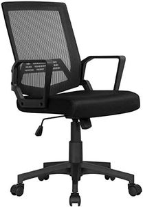 Yaheetech Mesh Office Chair Adjustable Swivel Computer Chair Executive Desk Chair with Lumbar Support and Arms for Home Manager Work Study Black
