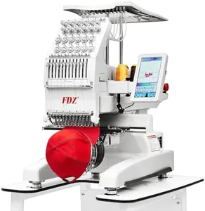 Embroidery Machine with 12 Needles, 9.45" x 12.60" Embroidery Area,1200SPM Max Speed,7In Touch Screen, capable of embroidering on 3D Caps, Flat, T-shirt and more，Wifi Available (White)