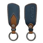 kwmobile Key Cover Compatible with VW Golf 8 3 Button Car Key - Faux Leather Car Key Fob Protector - Navy Blue/Light Brown