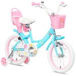 Glerc 16 Inch Kids Bike for 4 5 6 7 Years Old Little Girls Cute Bicycles with Basket Stabilisers and Bell,Blue