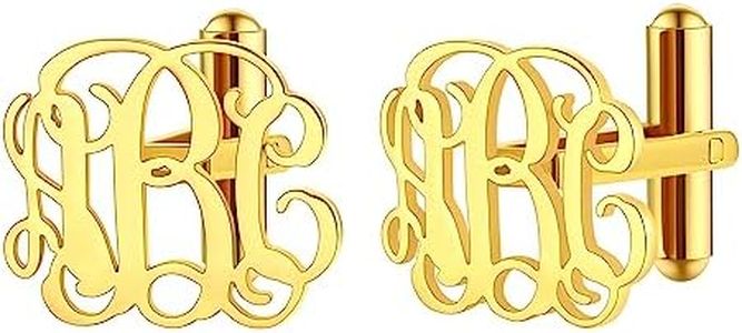 Personalized Cufflinks for Men Gold Plated Custom Monogram Letter Cuff Links Shirt Accessory Gifts for Dad Father's Day