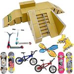 STASHABLES Finger Skateboard Ramp Set – Finger Skatepark Kit 16 Pieces – Skate Park Kit Including mini Skateboards, Ramps, Scooters, Skates, Bikes and Caster Boards – Fingerboard Skate Set