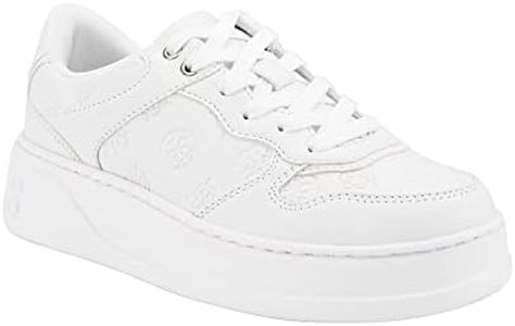 GUESS Women's Cleva Sneaker, White, 8