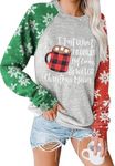 Binshre Merry Christmas Shirts for Women Christmas Tree Sweatshirts Funny Plaid Holiday T Shirt Long Sleeve Tops