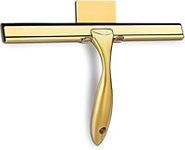 Sishynio All-Purpose Shower Squeegee for Shower Doors, Bathroom, Window and Car Glass - Golden, Stainless Steel, 10 Inches