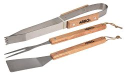 OrionMart BBQ Barbecue Utensils Set with Wooden Handle – Heavy Duty, Durable and Light-Weight – The Ultimate BBQ Grill Tools Set Gifts for Men