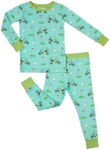 LollyBanks Toddler Pajamas, Two-Piece Long Sleeve Neutral Snug Fit Pajama Set for Boys and Girls, 95% Viscose and 5% Spandex, Soft and Stretchy Baby Sleepers, Breathable Kids PJs 3T (Golf Print)