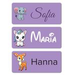 120 Washable and Personalised Name Labels for School Supplies - No-Iron Stickers for Children - School Labels - Fits with washlabel, Books, Pen, Boxes (Lavender)