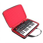 Hard EVA Travel Case for AKAI Professional MPK Mini MKII | 25-Key Portable USB MIDI Keyboard by Hermitshell (Black+Red)