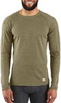 Carhartt Men's Force Midweight Synthetic-Wool Blend Base Layer Crewneck Pocket Top, Deep Burnt Olive Heather, Medium