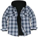 ZENTHACE Mens Hooded Flannel Shirt Jacket with Zipper Winter Warm Sherpa Fleece Lined Hoodie Cotton Flannel Shacket Coat OD XL