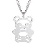 kkjoy Silver Cute Panda Pendants Necklaces Stainless Steel Origami Chain Necklaces Best Friend Necklace Jewellery for Women Girls Animal Lovers Gifts