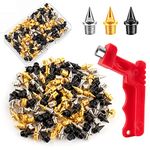 Homotte 1/4 inch 6mm Track Spikes Pyramid, 120 Pieces Steel Spikes with Storage Box and Small Wrench, Gold, Silver and Black Mixed Spikes for Youth Track Athletes Running Cross Country Replacement