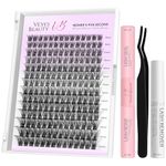 VEYESBEAUTY Lash Extension Kit Newbie's Five-Second Lash Clusters Kit Lash Extension Kit Lash Clusters Mixed Length Lash Bond and Seal Waterproof DIY Lash Eyelash Extension Kit(Boldeye kit, 8-16mm)