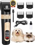 Petsaunter Dog Hair Clippers,4-Speed Low Noise Cordless Rechargeable Electric Pet Hair Shavers,Professional Quiet Grooming Clipper Tools for Small & Large Dogs Cats Pets with Thick & Heavy Coats