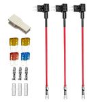 Gebildet 3 pcs 12V 24V Add-a-Circuit Micro2 Fuse Tap, Piggy Back Blade Fuse Holder with Wire Harness, 4 pcs Micro 2 Fuse (5A 10A 15A) and Fuse Puller