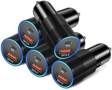 5-Pack Car Charger USB C Fast Charger, Bangfun 36W Dual Port 12V USB C Car Phone Charger QC&PD 3.0 Fast Charging Cigarette Lighter Adapter for iPhone 16 15 14 13 12 11 iPad,Samsung,Pixel,Android