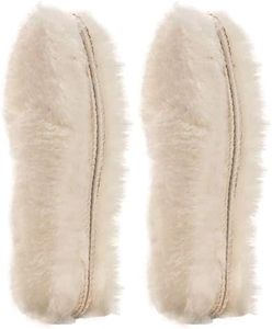 [2 Pair]Real Pure Sheepskin Luxury Insoles Sheepskin Lambswool Blended Shoe Insoles | Durable & Fluffy Perfect for Flat, Beige, [2-Pairs]Women US 5