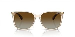 Ralph by Ralph Lauren Women's Ra5293 Sunglasses, Shiny Transparent Brown/Polarized Gradient Brown, 56 mm