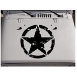 KREEPO Large Vinyl Military Star Sticker for Jeep Bonnet Stickers (Black, 59X59 cm)