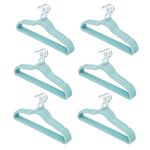 Velvet Clothes Hangers (Pack of 60), Sky Blue, by Home Basics | Felt Hangers for Tops, Jackets, Dresses, and Pants | Contoured Hangers with Notches | Ultra-Thin Space Saving Clothes Hangers
