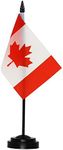 ANLEY Canada Deluxe Desk Flag Set - 6 x 4 Inches Miniature Canada Desktop Flag with 12" Solid Plastic Pole - Vivid Color and Fade Resistant - Come with Black Base and Golden Top