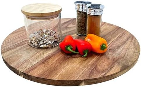 JS Gourmet 15.5-Inch Acacia Lazy Susan, 360° Rotation Wooden Turntable Board Perfect for Kitchen Pantries, Shelves, Counters, and Tables