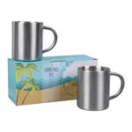 IRONABLE Stainless Steel Cups (Set of 2) 300 ml Camping Cup, Drinking Cup, Stainless Steel, Coffee Cup, Double-Walled Insulated and BPA-Free, Cups Set for Camping and Outdoor Use