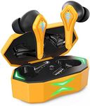 Gaming Wireless Earbuds, QTREE Bluetooth 5.2 in-Ear Game Earphones 50ms Low Latency IPX5 Noise Cancelling Mic, 36H Play time Headphones, Gaming/Deep Bass Music Mode for iPhone and Android(Yellow)