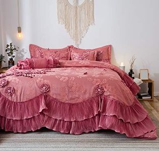 Tache Home Fashion Royal Princess Ruffled Victorian Comforter Set, California King, Pink