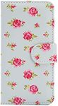 32nd Floral Series - Design PU Leather Book Wallet Case Cover for Apple iPhone 5, 5S & SE (2016), Designer Flower Pattern Wallet Style Flip Case With Card Slots - Vintage Rose Mint