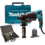 Makita HR2630 SDS+ Hammer Drill 240V + 17Pc SDS + Drill Bit Set & Keyless Chuck