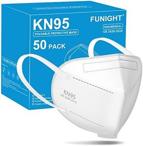 Funight KN95 Face Mask 5-Ply Breathable Filter Efficiency≥95% Protective Cup Dust Disposable Masks Against PM2.5 White 50 Pack