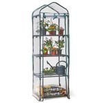 VonHaus Mini Greenhouse – 4 Tier Green House with Weatherproof Plastic PVC Cover – Small Plant House/Grow House for Garden, Outdoor & Indoor – Roll Up Zip Panel Door – Easy No Tool Assembly