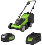 Greenworks 24 V Lawn Mower Kit with 4Ah Battery and Fast Charger, 32 cm