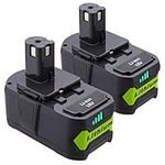 Powerextra 2 Packs Replacement Ryobi 18 Volt Lithium Battery 5000mAh for Ryobi ONE+ P108 P102 P103 P104 P105 P107 P109 P122 Cordless Power Tools