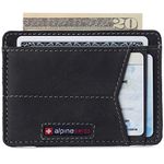 alpine swiss Oliver Mens RFID Blocking Minimalist Front Pocket Wallet Leather Comes in a Gift Box Distressed Charcoal Stone Wash