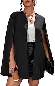 OYOANGLE Women's Plus Size Elegant Cape Blazer Split Long Sleeve Open Front Work Office Jacket Outerwear Black X-Large Plus