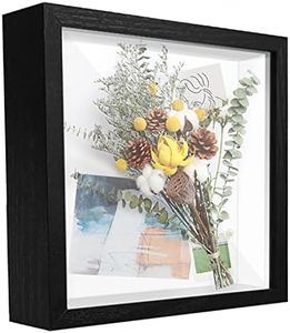 SUNMEG Cadre 3D Profond 20x20 cm Cadre Photo Vitrine 3D Cadre Boîte en Bois Cadre d'Objet Carrée pour Médailles, Billets, Fleurs, Souvenirs, Diamond Painting