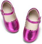 Tegeek Toddler Girls Vintage Mary Jane Shoes Party Ballet Flats with Shiny Patent Leather(TF2309 Toddler,Megenta/10M)