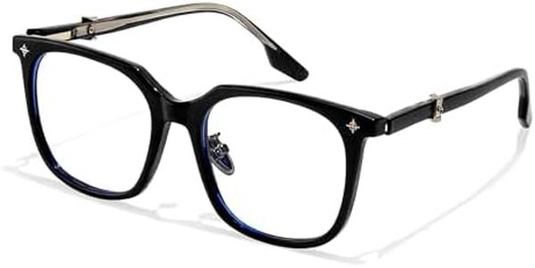 Chicid Oversized Blue Light Blocking Glasses with Chic Square Frame Metal Temple for Women Men