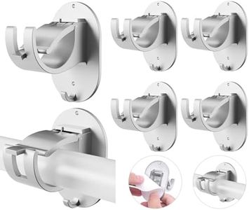 6PCS No Drill Curtain Rod Brackets, Self Adhesive Curtain Rod Holders, Curtain Rod Holders No Drilling, Upgraded Nail Free Curtain Rod Holder for Bathroom Bedroom Livingroom and Kitchen (Silver)