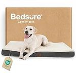 Bedsure Large Dog Bed for Small, Medium, Large Dogs Up to 75 lbs - Orthopedic Egg-Crate Foam with Removable Washable Cover - Water-Resistant Chew-Resistant Pet Mat for Crate, Grey