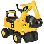 HOMCOM CAT Licensed Kids Ride on Digger Toddler Pretend Construction Play Toy Foot-To-Floor Ride-On Toy w/Manual Shovel, Horn, Hidden Storage, for Ages 1-3 Years