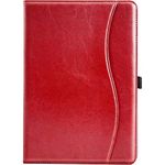 SaharaCase Multi-Angle Case for Apple iPad 10.2" (9th Generation 2021) [Shockproof Bumper] Built in Pencil Holder Rugged Protection Hand Strap Antislip Leather Kickstand (Red)
