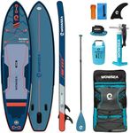 WOWSEA Premium Inflatable Paddle Boards, Durable and Stable Yoga Paddle Board, Leisure & Fitness SUP Board with Accessories Kit, Nice Choice for Aquatic Teaching and Beginners (Blue orange)